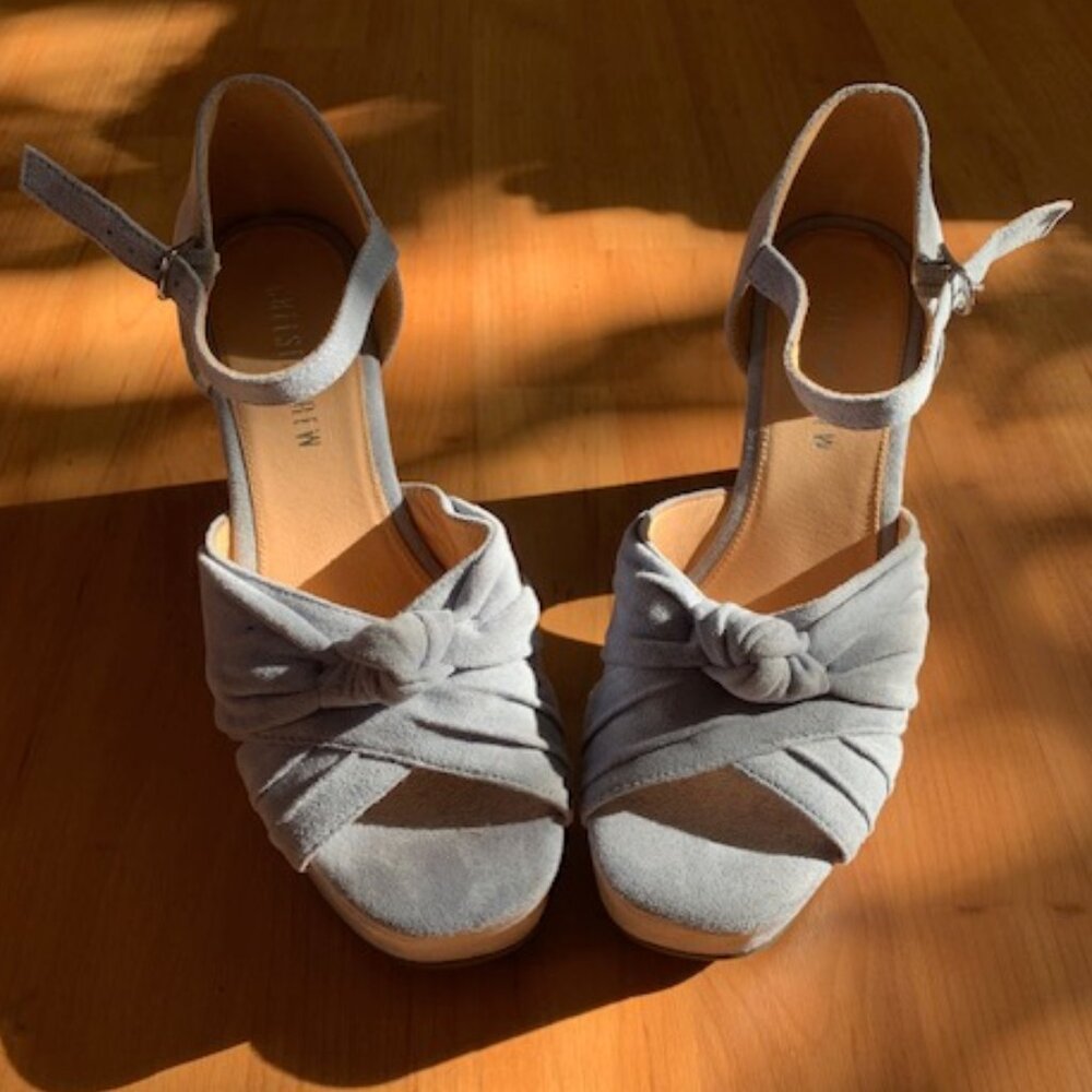 Chelsea Crew Quella suede baby sky light ice blue shoes heels size 39